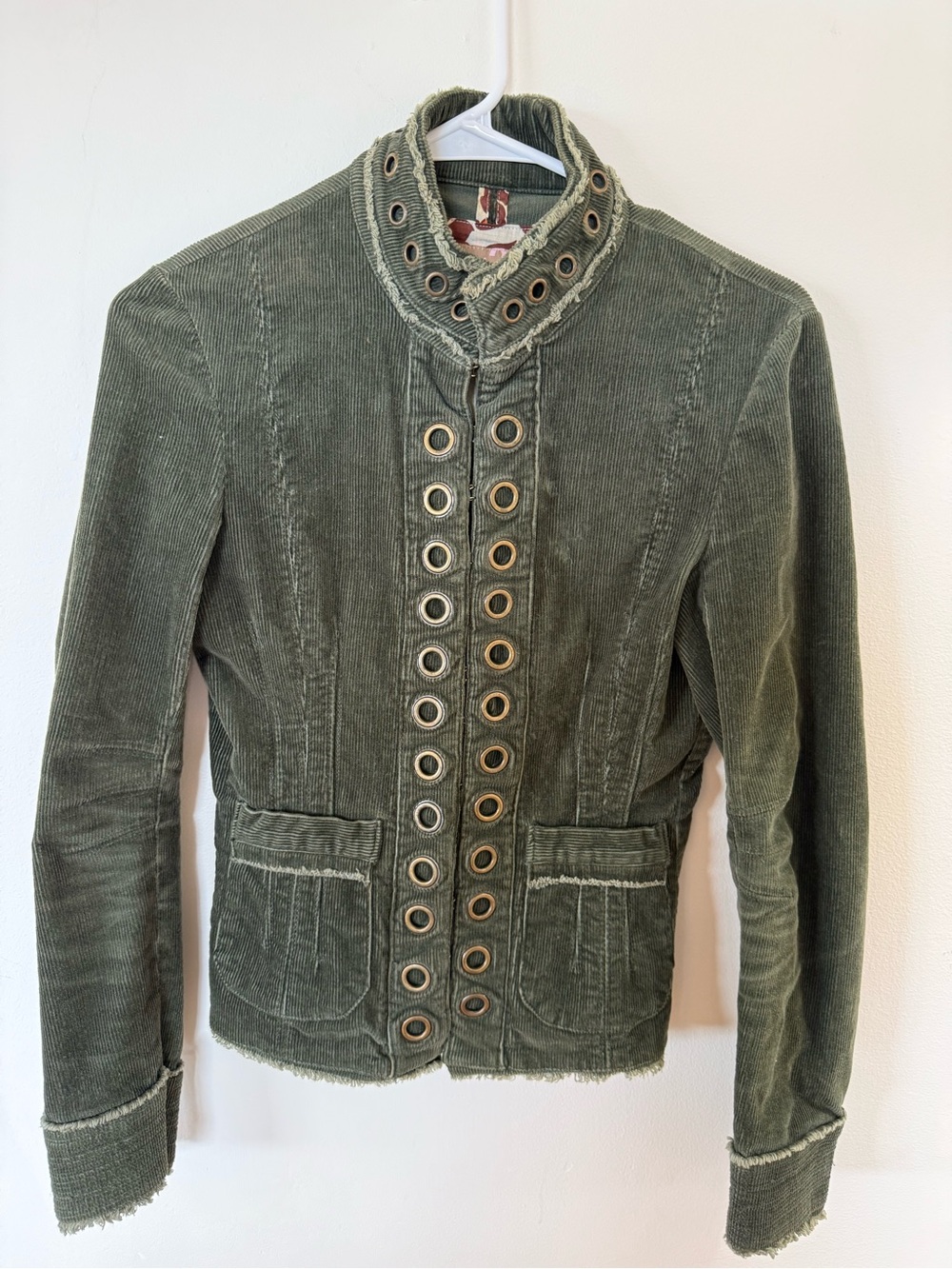 Vintage Forever 21 Olive Green Corduroy Eyelet Utility Jacket